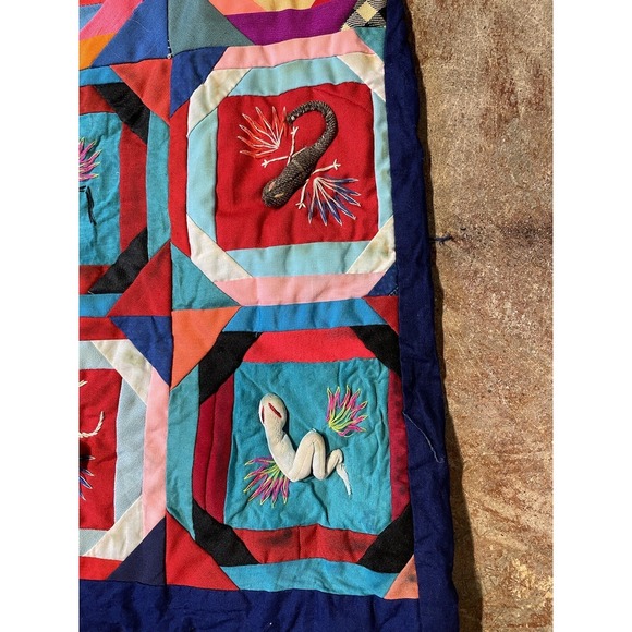 Vintage Quilted Handmade Patchwork South American Vest 80's Sz M/L * - Picture 7 of 8